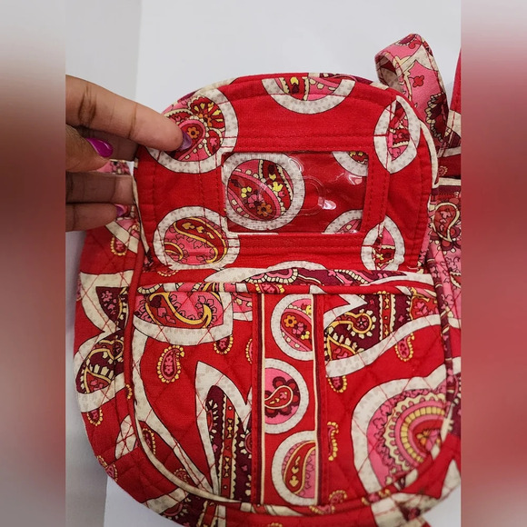 Vera Bradley Classic Womens Cherry Red Shoulder Crossbody Paisley Bag Purse - Picture 3 of 14